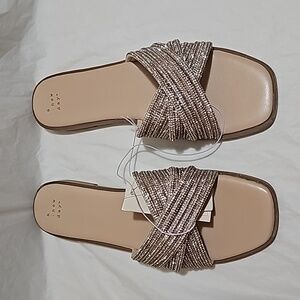 A New Day™ Women's Size 11 Felicia Rhinestone Slide Sandals- Silver New